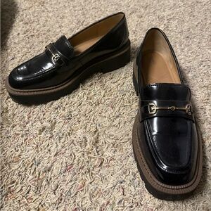 Sam Edelman Black Loafers with Gold Accents
